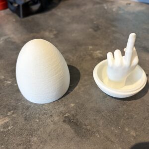 3D Printed Egg With The Middle Finger