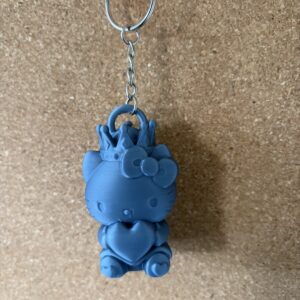 3D Printed Key Ring - Kitty With Love Heart