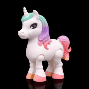 3D Printed Flexible Rainbow Glimmer Unicorn