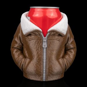 3D Printed Leather Jacket Beer, Pen Can Holder