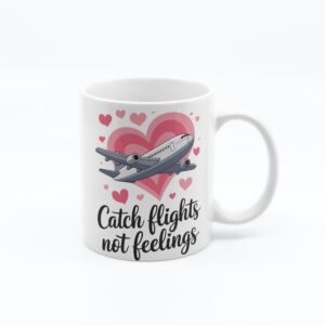 Catch Flights Not Feelings 11oz Funny Novelty Printed Mug