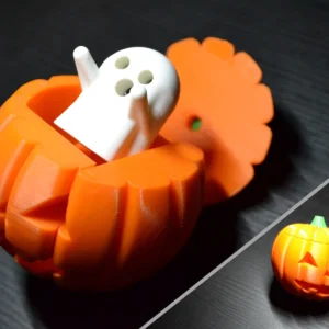 3D Printed Halloween Pumpkin & Popup Ghost - Choice Of Colours
