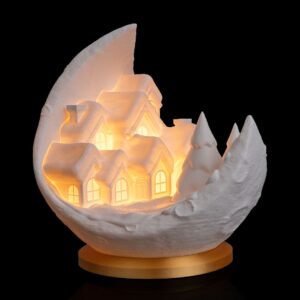 Christmas Village on the Moon - Light Up Table Lamp